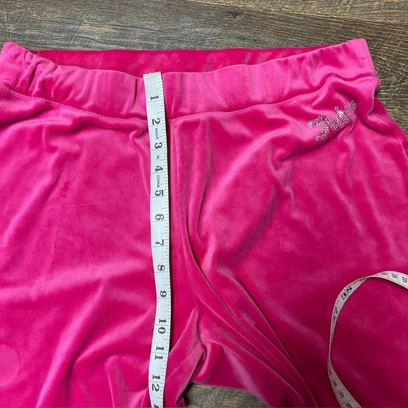 Juicy Couture Pink Velour Track Pants Logo Heart Women's Size Large Bling Y2K - Picture 4 of 10